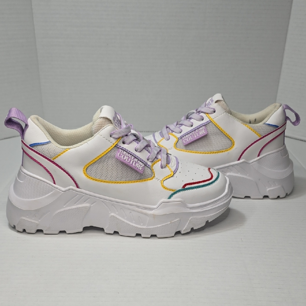 Versace Jeans Couture White & Multicolor Speedtrack Low-Top Sneakers